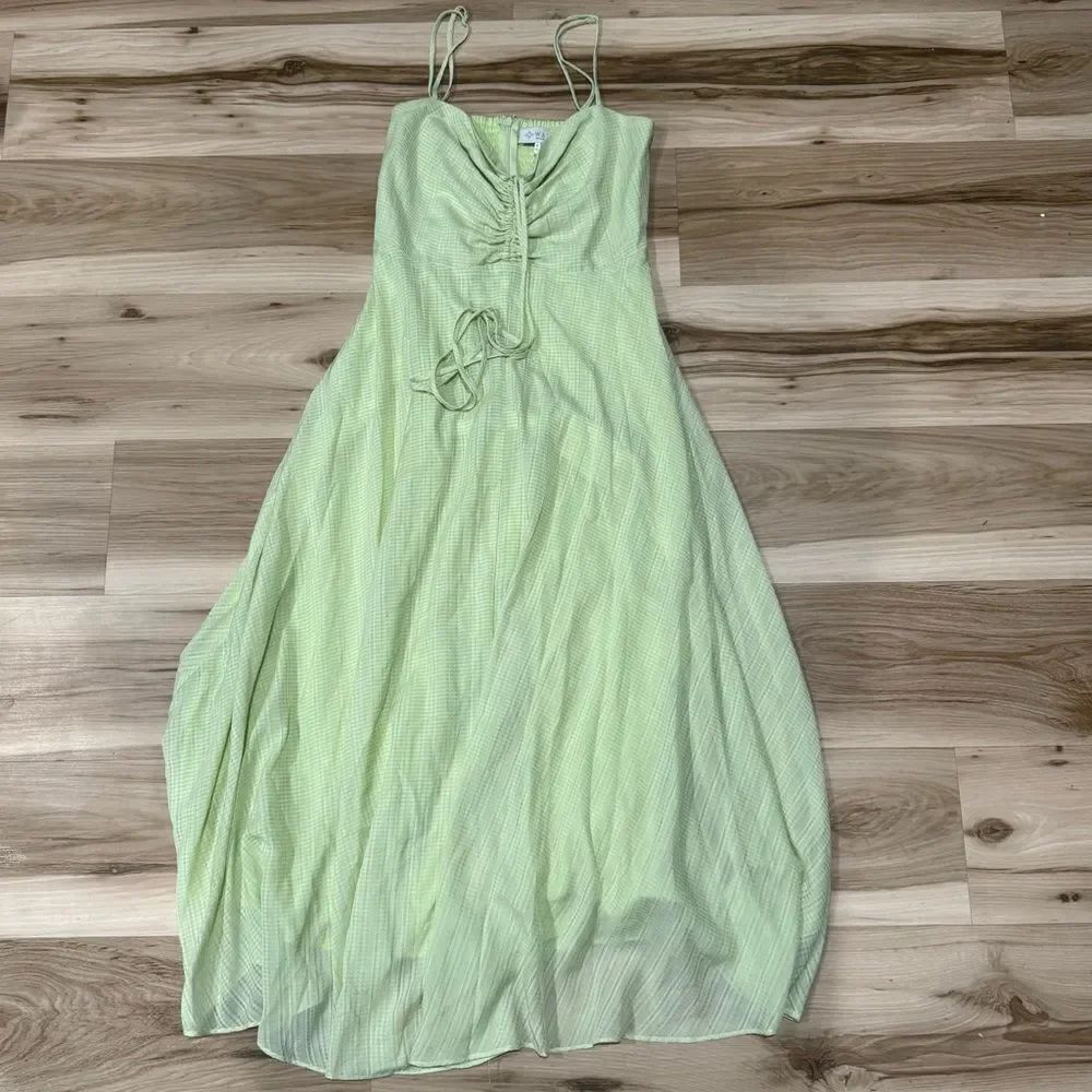 Wayf Green Gingham Plaid Midi Dress Women’s Small